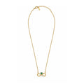 Gold-Toned Infinity Pendant Necklace with Green Heart Stone for Women