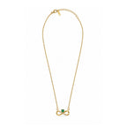 Gold-Toned Infinity Pendant Necklace with Green Heart Stone for Women