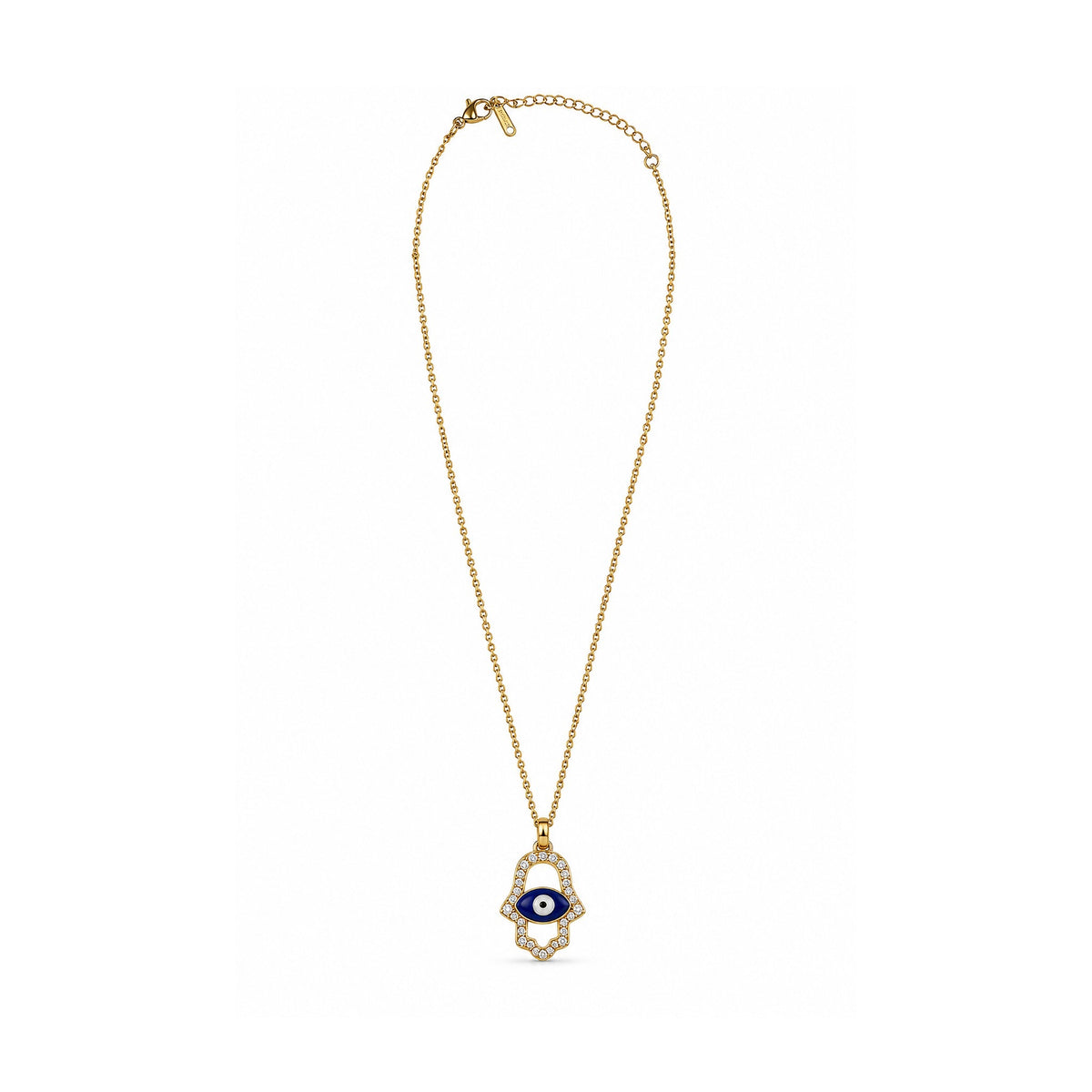Gold-Toned Evil Eye Hamsa Hand Pendant Necklace for Women