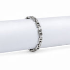Men’s Silver-Toned Rectangular Link Chain Bracelet