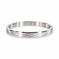 Men’s Silver-Toned Stainless Steel Kada Bracelet with Diagonal Line Design