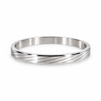 Men’s Silver-Toned Stainless Steel Kada Bracelet with Diagonal Line Design