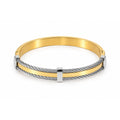 Men’s Gold & Silver Dual-Tone Cable Wire Kada Bracelet