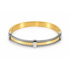 Men’s Gold & Silver Dual-Tone Cable Wire Kada Bracelet
