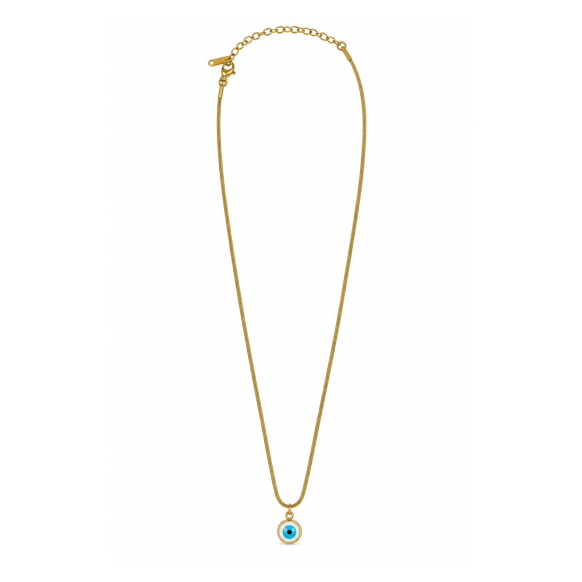 Gold-Toned Blue Evil Eye Pendant Necklace for Women