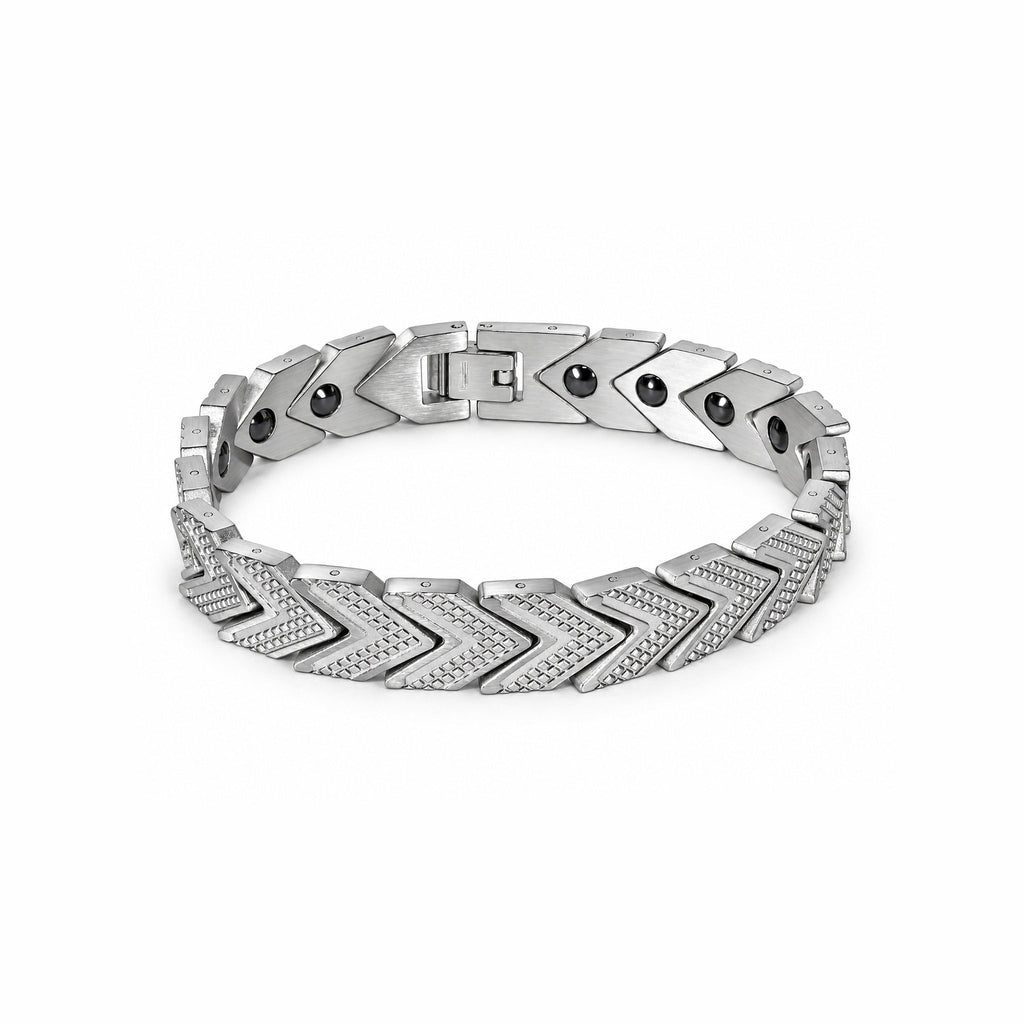 Men’s Silver-Toned Chevron Link Magnetic Bracelet
