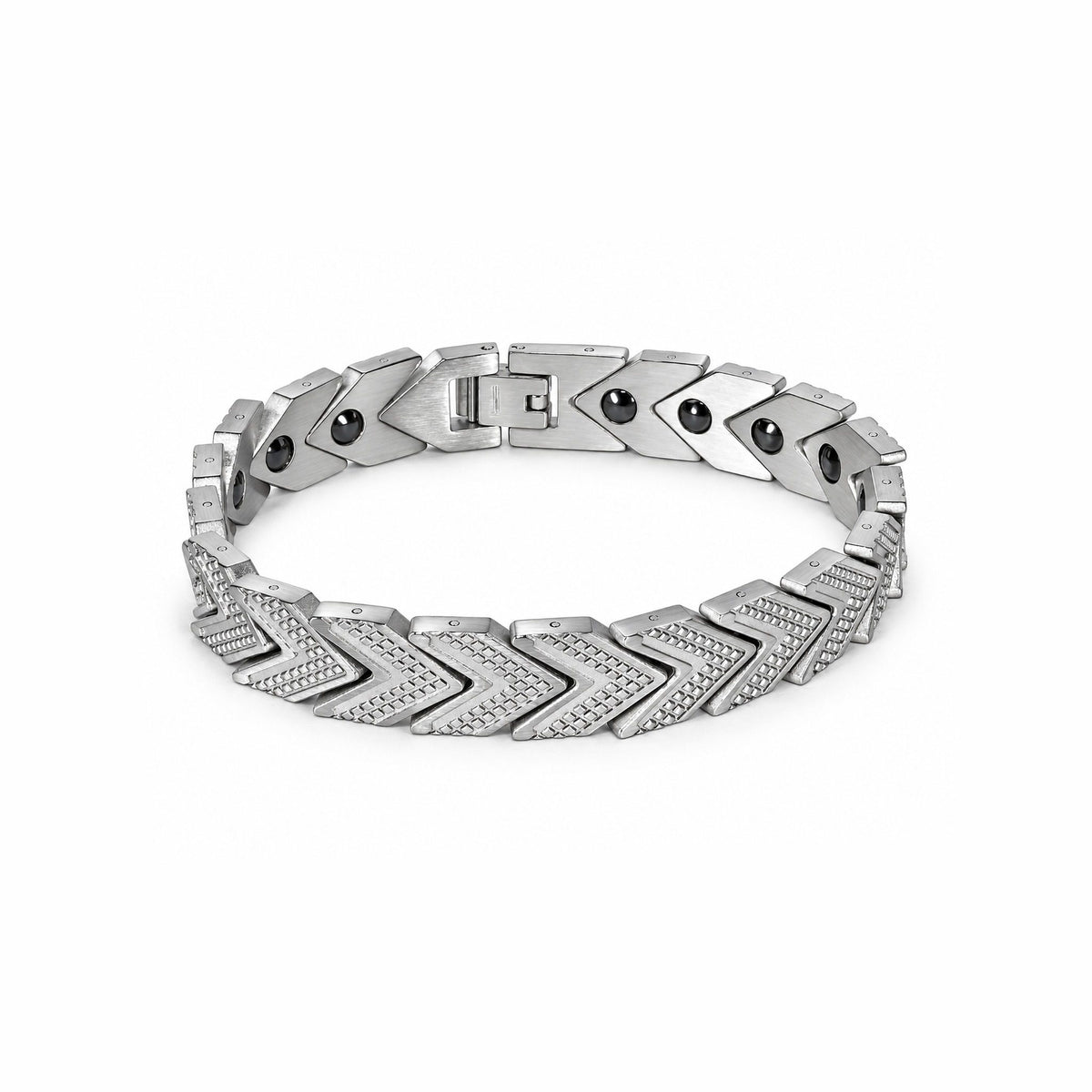 Men’s Silver-Toned Chevron Link Magnetic Bracelet