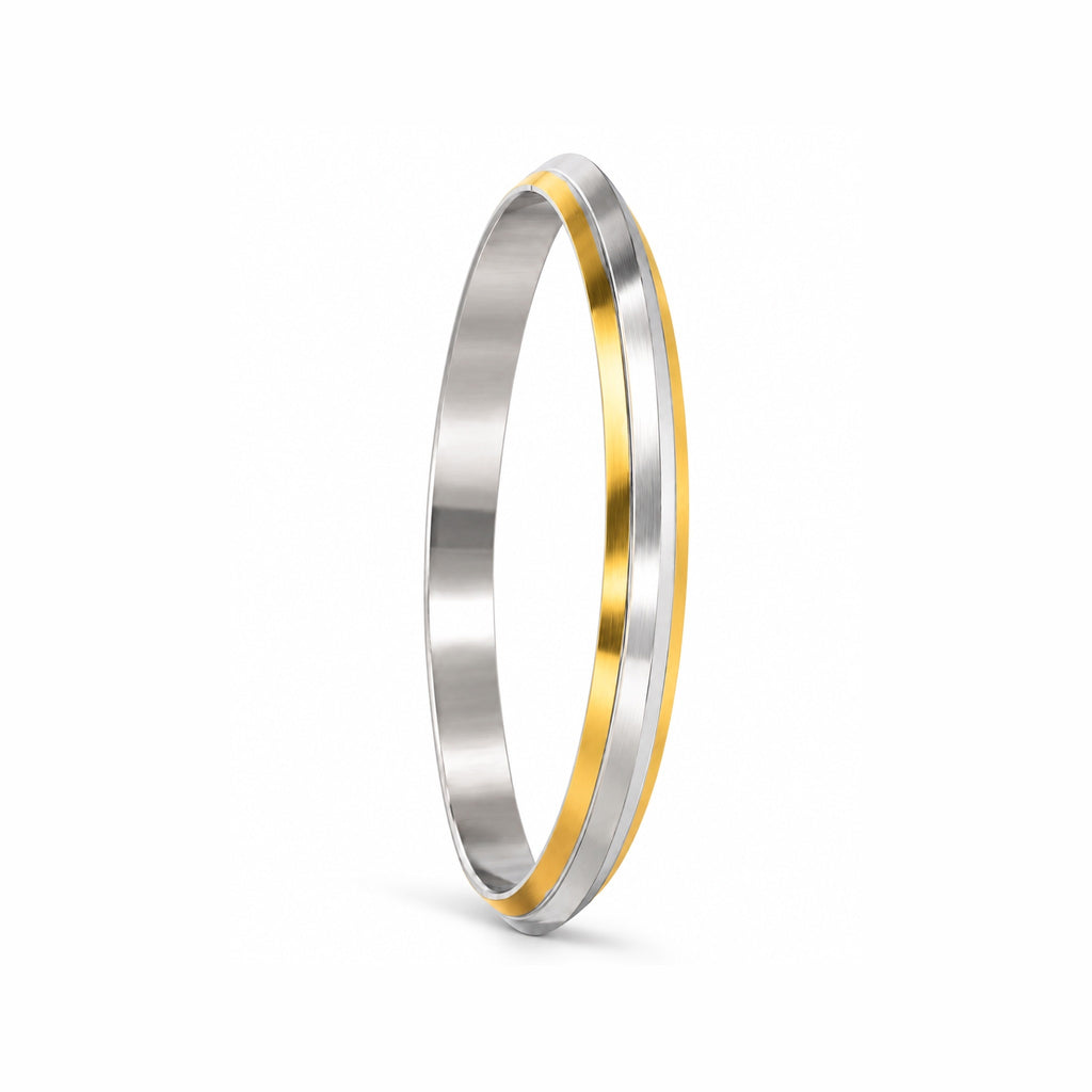 Men’s Dual-Tone Gold & Silver Sleek Kada Bracelet