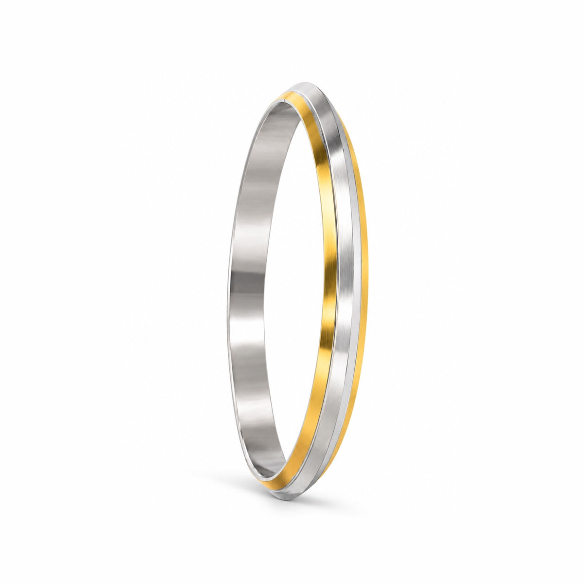 Men’s Dual-Tone Gold & Silver Sleek Kada Bracelet