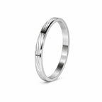 Men’s Silver-Toned Stainless Steel Kada Bracelet with Diagonal Line Design