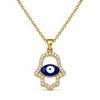 Gold-Toned Evil Eye Hamsa Hand Pendant Necklace for Women