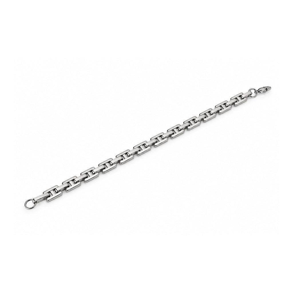 Men’s Silver-Toned Rectangular Link Chain Bracelet