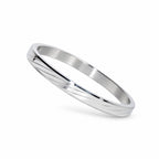 Men’s Silver-Toned Stainless Steel Kada Bracelet with Diagonal Line Design