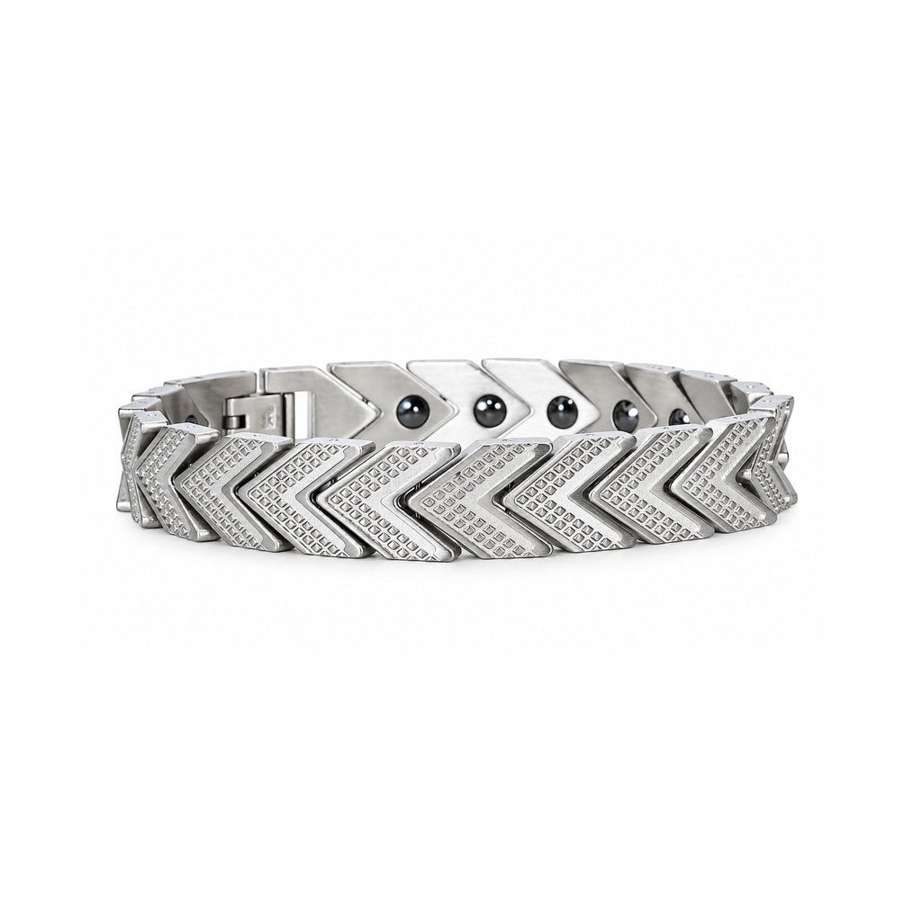 Men’s Silver-Toned Chevron Link Magnetic Bracelet