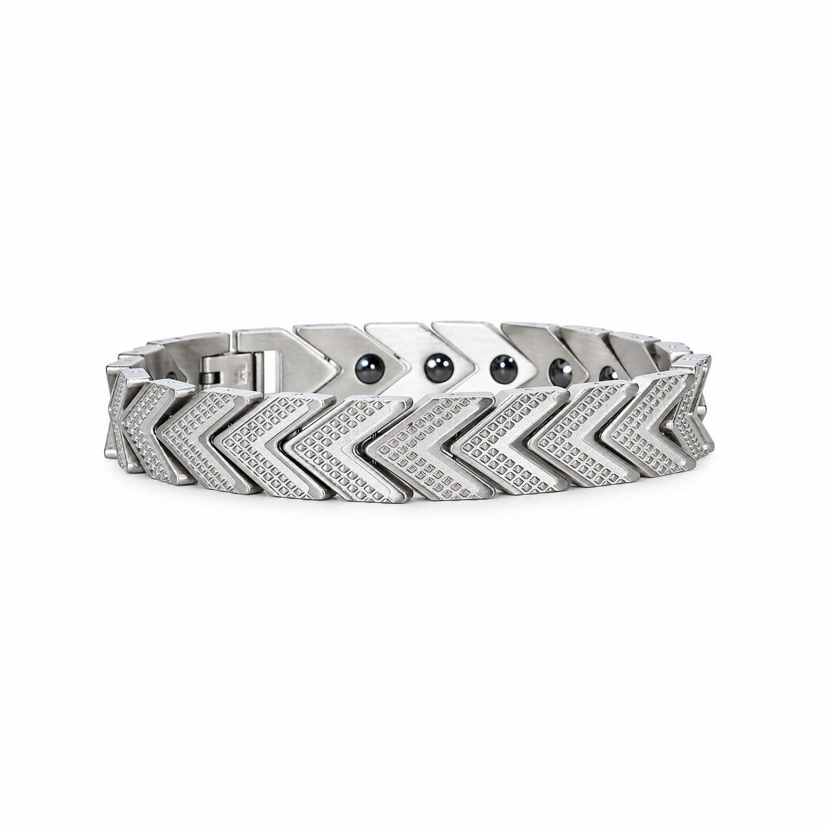Men’s Silver-Toned Chevron Link Magnetic Bracelet