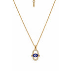 Gold-Toned Evil Eye Hamsa Hand Pendant Necklace for Women
