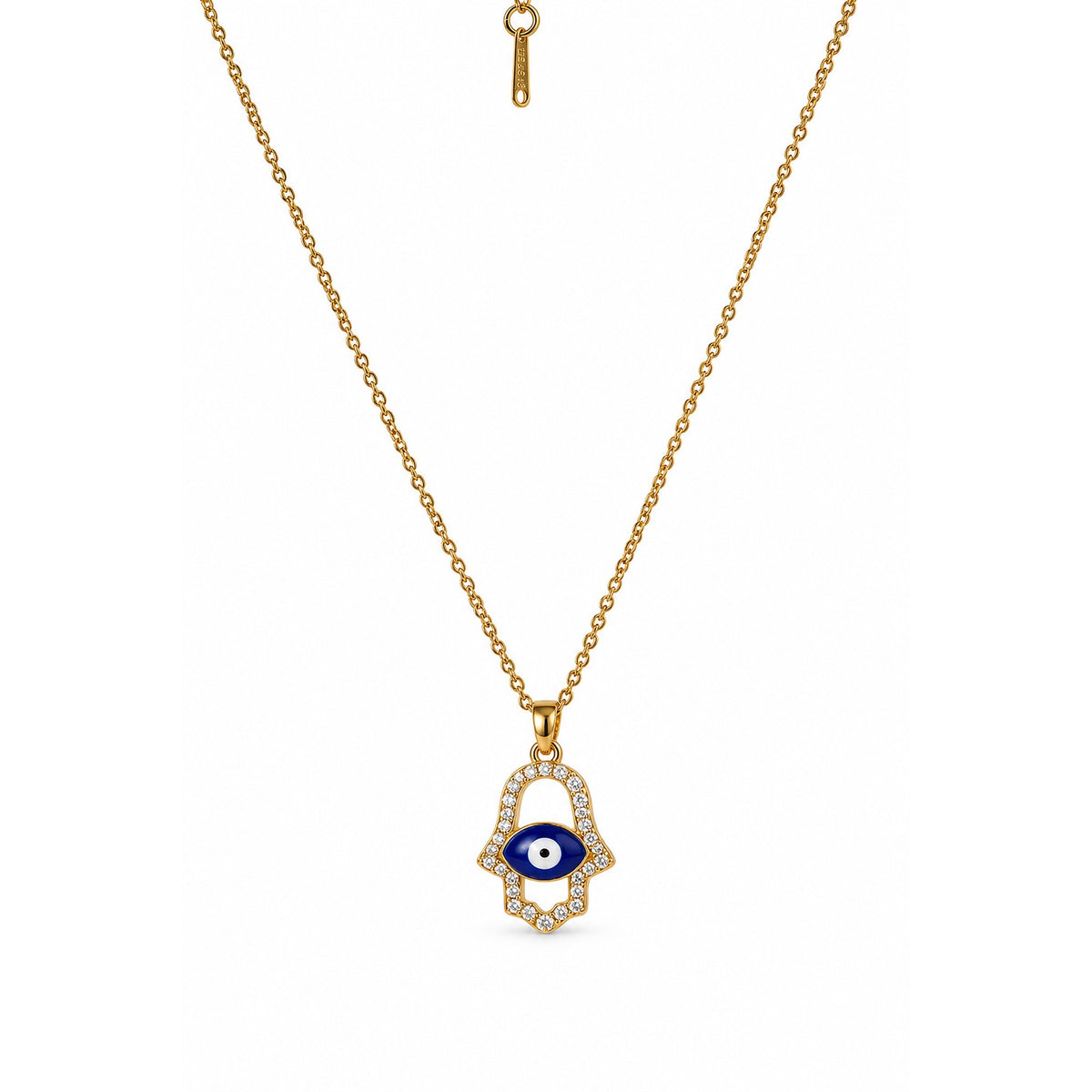 Gold-Toned Evil Eye Hamsa Hand Pendant Necklace for Women