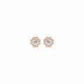 Women's Elegant Rose Gold-Toned Sparkling Solitaire Floral Cluster Stud Earrings