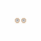 Women's Elegant Rose Gold-Toned Sparkling Solitaire Floral Cluster Stud Earrings