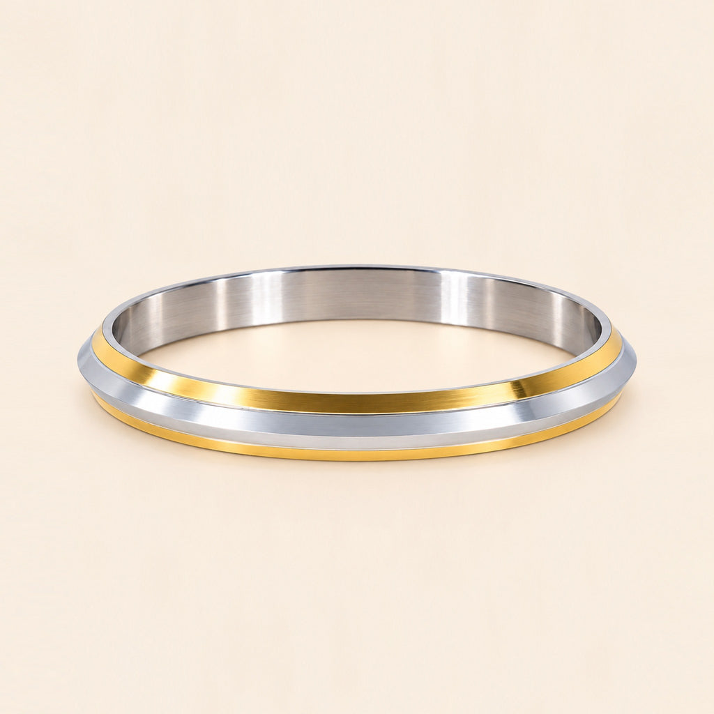 Men’s Dual-Tone Gold & Silver Sleek Kada Bracelet