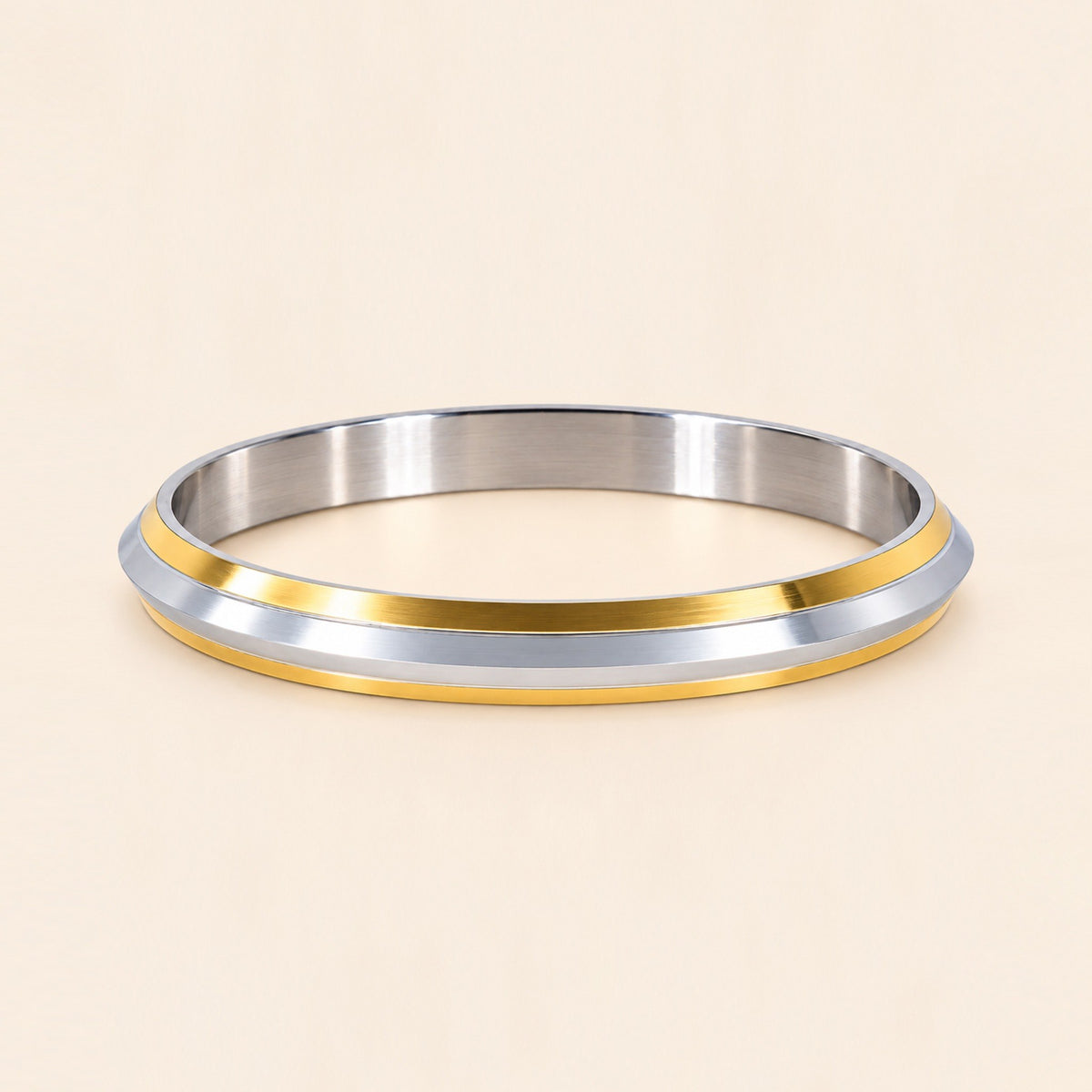 Men’s Dual-Tone Gold & Silver Sleek Kada Bracelet