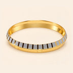 Men’s Gold & Silver Dual-Tone Striped Textured Kada Bracelet