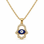 Gold-Toned Evil Eye Hamsa Hand Pendant Necklace for Women