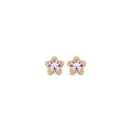 Women’s Gold-Toned Pink Crystal Floral Stud Earrings