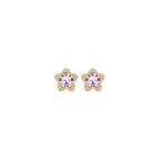 Women’s Gold-Toned Pink Crystal Floral Stud Earrings