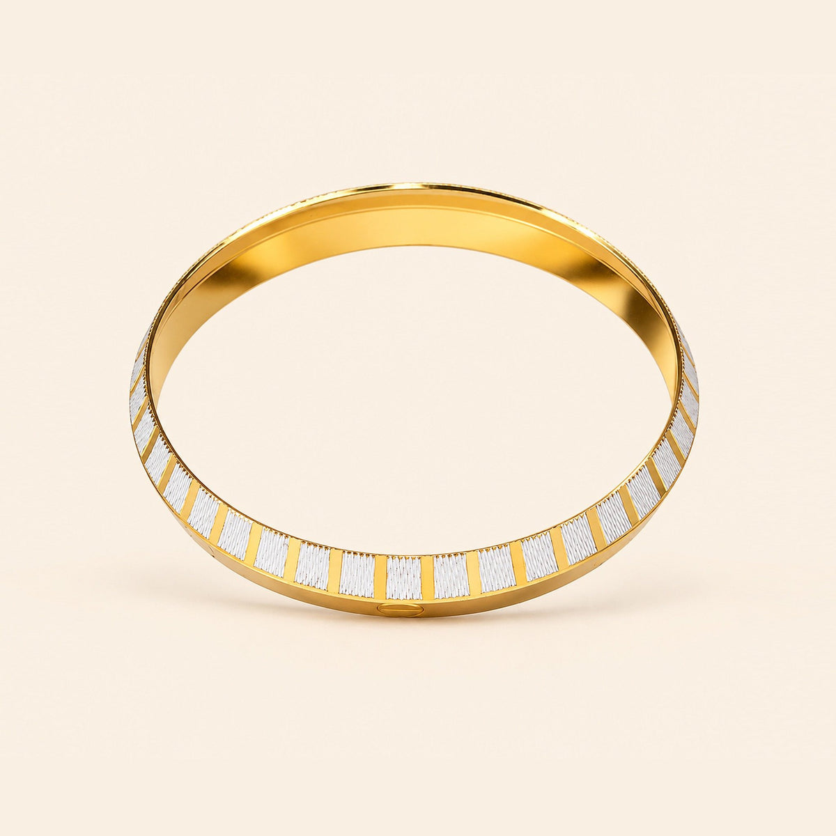 Men’s Gold & Silver Dual-Tone Striped Textured Kada Bracelet