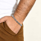 Men’s Silver-Toned Rectangular Link Chain Bracelet