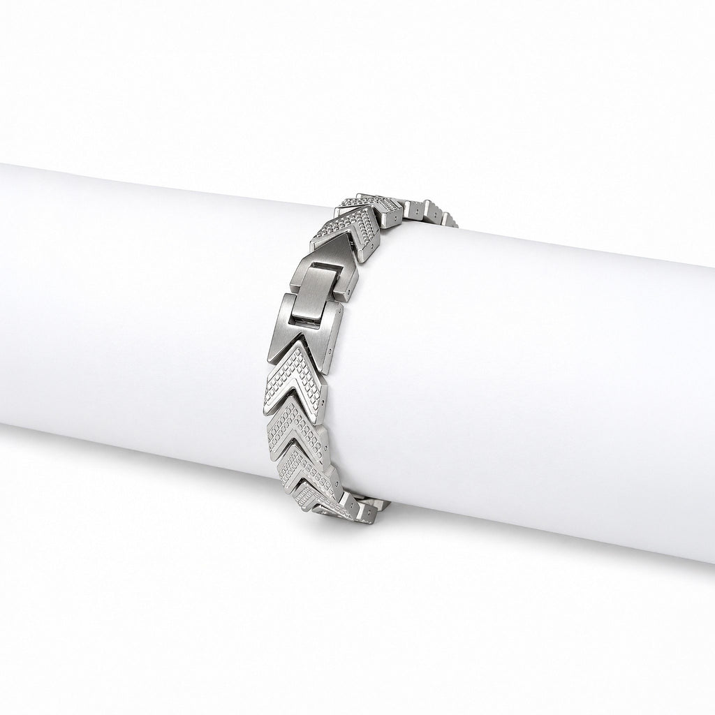 Men’s Silver-Toned Chevron Link Magnetic Bracelet