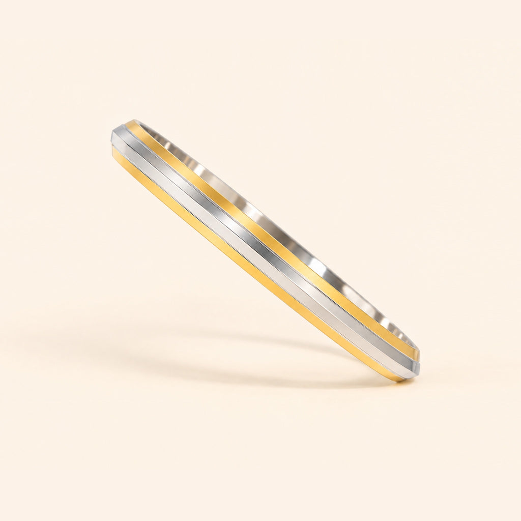 Men’s Dual-Tone Gold & Silver Sleek Kada Bracelet