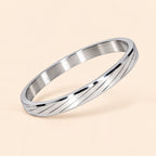 Men’s Silver-Toned Stainless Steel Kada Bracelet with Diagonal Line Design