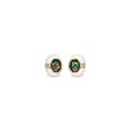 Women's Gold-Toned Multicoloured Oval Stone-Studded Pearl-Effect Statement Stud Earrings