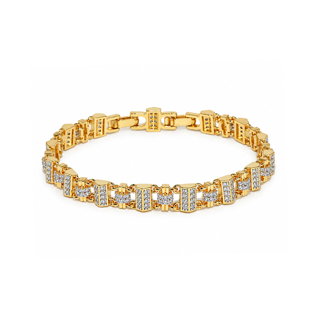 Men’s Gold-Toned Crystal Studded Link Bracelet