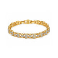 Men’s Gold-Toned Crystal Studded Link Bracelet