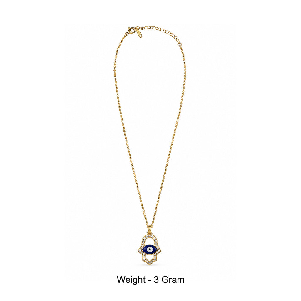 Gold-Toned Evil Eye Hamsa Hand Pendant Necklace for Women