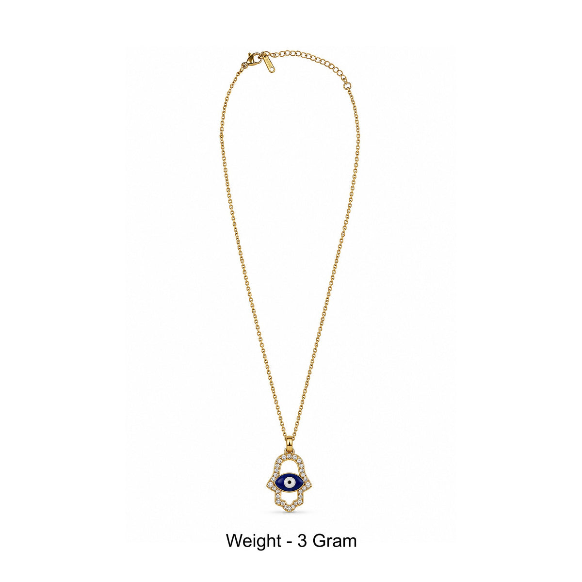 Gold-Toned Evil Eye Hamsa Hand Pendant Necklace for Women