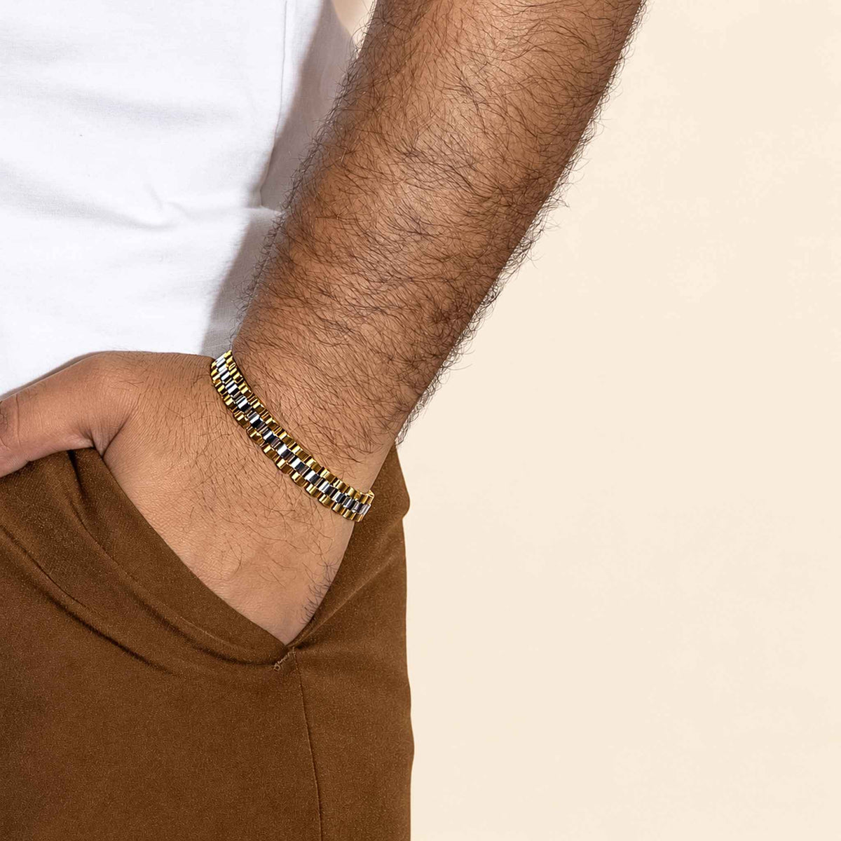Men’s Gold & Silver Dual-Tone Link Chain Bracelet