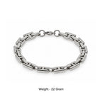 Men’s Silver-Toned Rectangular Link Chain Bracelet