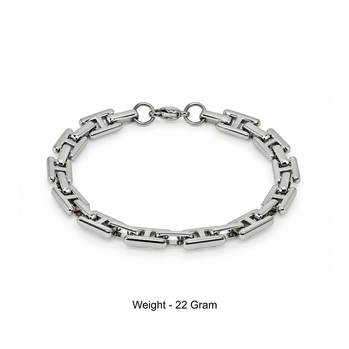 Men’s Silver-Toned Rectangular Link Chain Bracelet