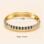 Men’s Gold & Silver Dual-Tone Striped Textured Kada Bracelet