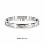 Men’s Silver-Toned Stainless Steel Kada Bracelet with Diagonal Line Design