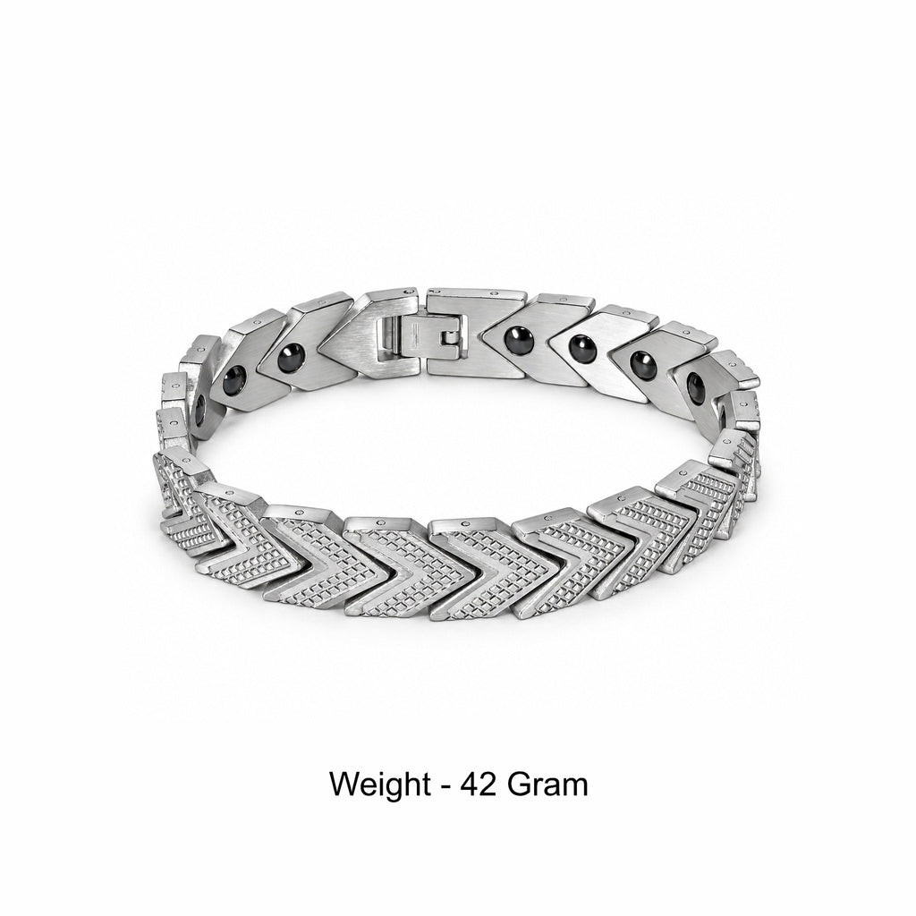 Men’s Silver-Toned Chevron Link Magnetic Bracelet