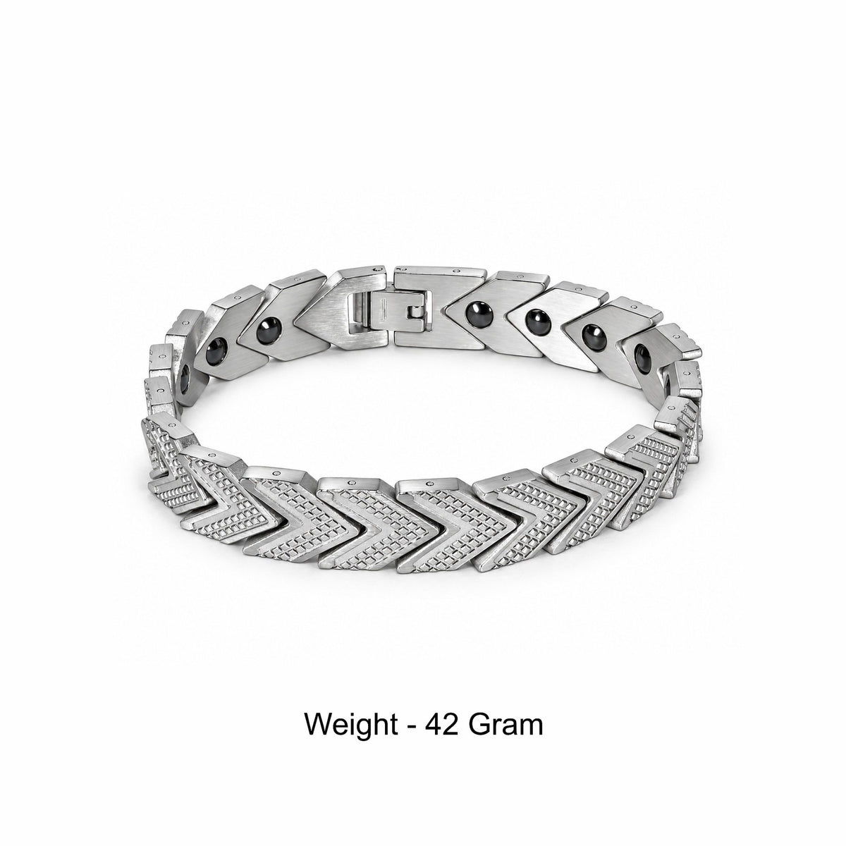Men’s Silver-Toned Chevron Link Magnetic Bracelet