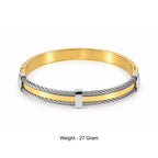 Men’s Gold & Silver Dual-Tone Cable Wire Kada Bracelet
