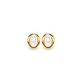 Women's Gold-Toned Oval White Pearl-Effect Statement Stud Earrings