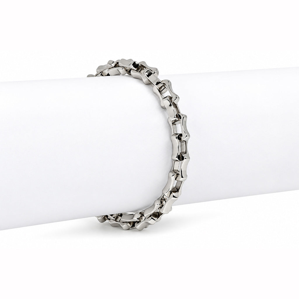 Men’s Silver-Toned Geometric Link Chain Bracelet