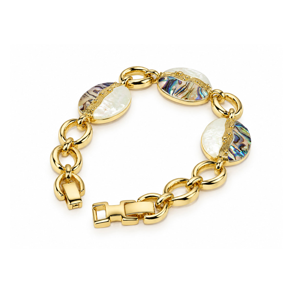 Women’s Gold-Toned Abalone Shell Statement Link Bracelet